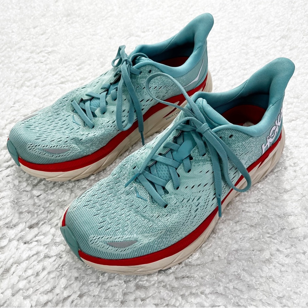 Hoka One One Athletic Shoes in Teal and Red